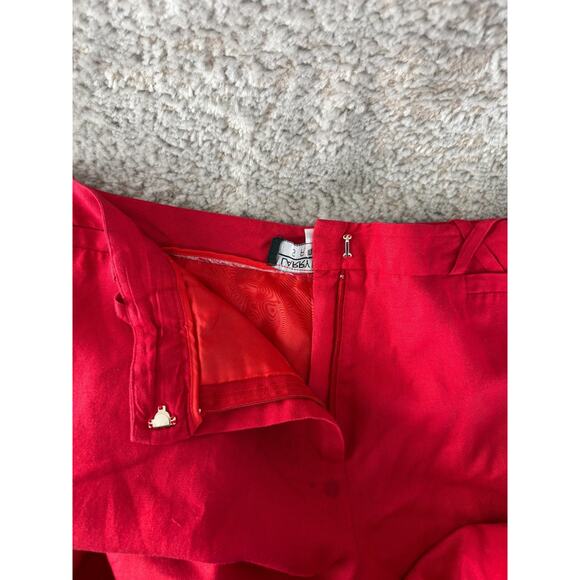 Larry Levine Sport Size 12 Cropped Linen Blend Flat Front Pants Red Zip - Picture 10 of 13